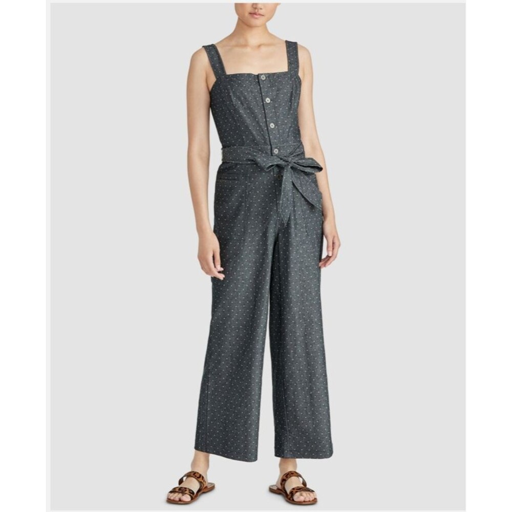 RACHEL ROY Womens Sleeveless Square Neck Boyfriend Jumpsuit Size 4